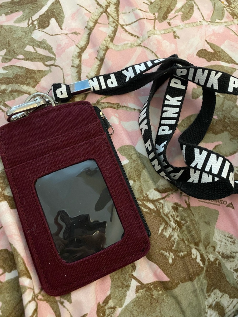 PINK Victoria's Secret Maroon Cardholder with Black Branded Lanyard - Picture 2 of 5